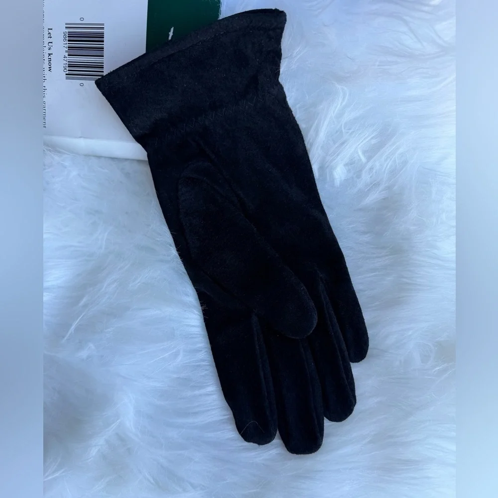 OUTBROOK Vintage Women's Black Suede Gloves Elegant Winter Accessory New Sz-M. W